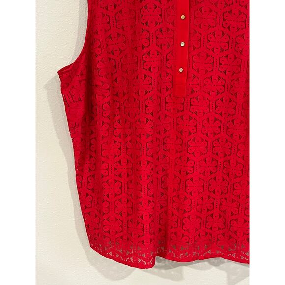 The Limited Size 2X Red Lace Sleeveless Tunic Top Romantic Boho Cottagecore - Picture 6 of 11